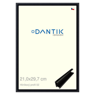 DANTIK rámeček 21x29,7 | ALU profil 7002 Černá matná (Sklo Čiré)