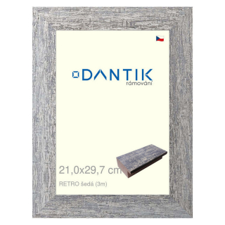 DANTIK rámeček 21x29,7 | RETRO šedá (Sklo Čiré)