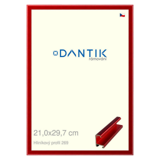 DANTIK rámeček 21x29,7 | ALU profil 7269 Červená Trumalin broušená (Sklo Čiré)