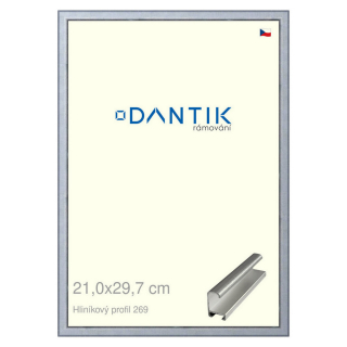 DANTIK rámeček 21x29,7 | ALU profil 7269 Sstříbrná broušená (Sklo Čiré)