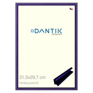 DANTIK rámeček 21x29,7 | ALU profil 7002 modrá Azur matná (Sklo Čiré)