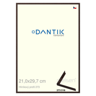 DANTIK rámeček 21x29,7 | ALU profil 7273 Dýha wenge tmavá (Sklo Čiré)
