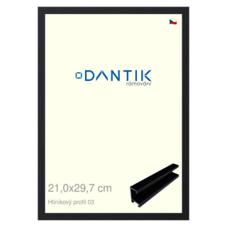 DANTIK rámeček 21x29,7 | ALU profil 7003 Černá matná (Sklo Čiré)