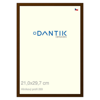 DANTIK rámeček 21x29,7 | ALU profil 7269 Hnědá umbra broušená (Sklo Čiré)