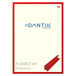 DANTIK rámeček 21x29,7 | ALU profil 7001 Červená Ferrari lesklá (Sklo Čiré)