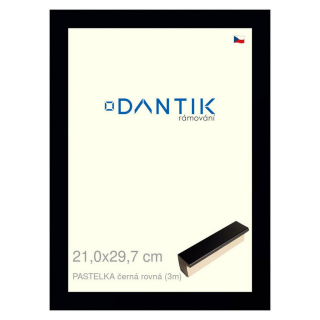 DANTIK rámeček 21x29,7 | PASTELKA černá rovná (Sklo Čiré)