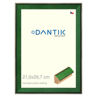 DANTIK rámeček 21x29,7 | INCLINATA colori zelená (Sklo Čiré)