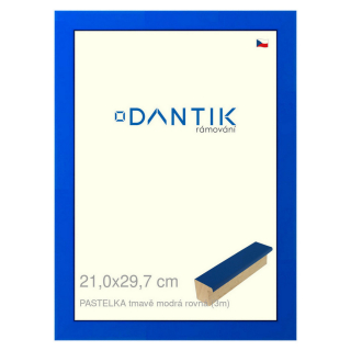 DANTIK rámeček 21x29,7 | PASTELKA tmavěmodrá rovná (Sklo Čiré)