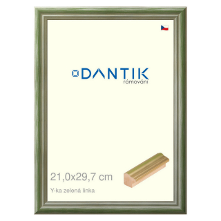 DANTIK rámeček 21x29,7 | Y-ka zelená linka (Sklo Čiré)