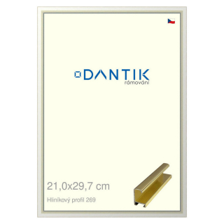 DANTIK rámeček 21x29,7 | ALU profil 7269 Zlatá lesklá (Sklo Čiré)