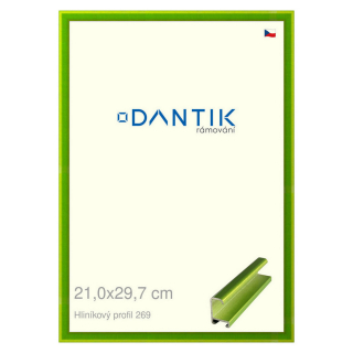 DANTIK rámeček 21x29,7 | ALU profil 7269 Zelená Smaragd broušená (Sklo Čiré)