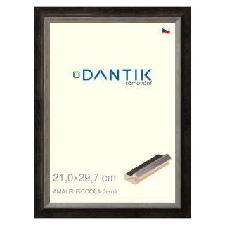 DANTIK rámeček 21x29,7 | AMALFI piccola černá (Sklo Čiré)