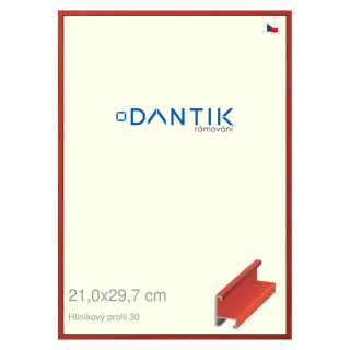 DANTIK rámeček 21x29,7 | ALU profil 6030 Dýha barevná červená třešeň (Sklo Čiré)