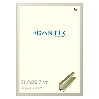 DANTIK rámeček 21x29,7 | ALU profil 7269 zlatá matná (Sklo Čiré)