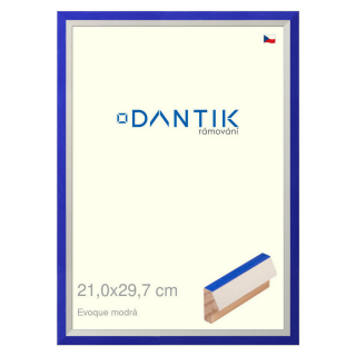 DANTIK rámeček 21x29,7 | EVOQUE modrá (Sklo Čiré)