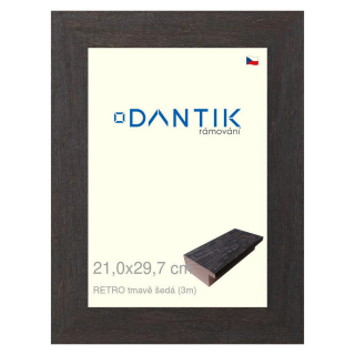 DANTIK rámeček 21x29,7 | RETRO tmavě šedá (Sklo Čiré)