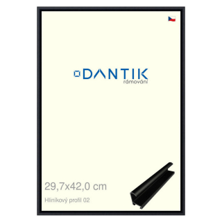 DANTIK rámeček 29,7x42 | ALU profil 7002 Černá matná (Plexi Čiré)