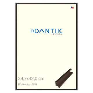 DANTIK rámeček 29,7x42 | ALU profil 7001 Hnědá matná (Plexi Čiré)
