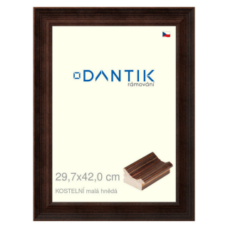 DANTIK rámeček 29,7x42 | KOSTELNÍ malá hnědá (Plexi Čiré)