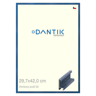 DANTIK rámeček 29,7x42 | ALU profil 6035 Dýha barevná modrá královská (Plexi Čiré)