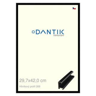 DANTIK rámeček 29,7x42 | ALU profil 7269 Černá lesklá (Plexi Čiré)