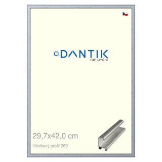 DANTIK rámeček 29,7x42 | ALU profil 7269 Sstříbrná broušená (Plexi Čiré)