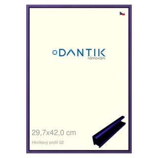 DANTIK rámeček 29,7x42 | ALU profil 7002 modrá Azur matná (Plexi Čiré)