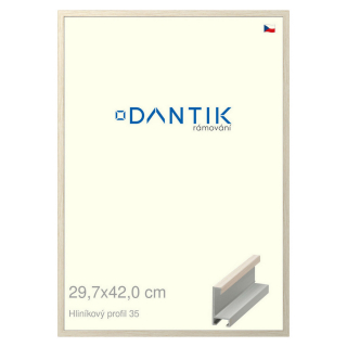 DANTIK rámeček 29,7x42 | ALU profil 6035 Dýha slonová kost (Plexi Čiré)