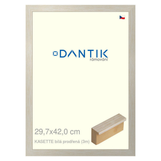 DANTIK rámeček 29,7x42 | KASSETTE bílá prodřená (Plexi Čiré)