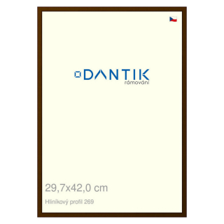 DANTIK rámeček 29,7x42 | ALU profil 7269 Hnědá umbra broušená (Plexi Čiré)