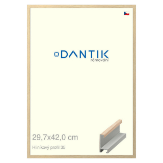 DANTIK rámeček 29,7x42 | ALU profil 6035 Dýha dub raw (Plexi Čiré)
