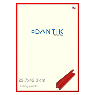 DANTIK rámeček 29,7x42 | ALU profil 7001 Červená Ferrari lesklá (Plexi Čiré)