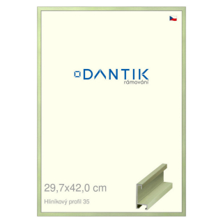 DANTIK rámeček 29,7x42 | ALU profil 6035 Dýha barevná zelená pastel (Plexi Čiré)
