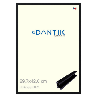 DANTIK rámeček 29,7x42 | ALU profil 7003 Černá Florentinská (Plexi Čiré)