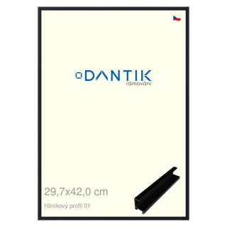 DANTIK rámeček 29,7x42 | ALU profil 7001 Černá matná (Plexi Čiré)
