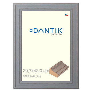 DANTIK rámeček 29,7x42 | STEP šedá (Plexi Čiré)