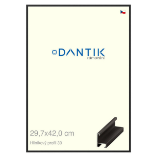 DANTIK rámeček 29,7x42 | ALU profil 6030 Černá matná (Plexi Čiré)