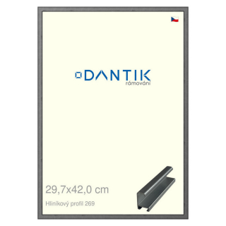 DANTIK rámeček 29,7x42 | ALU profil 7269 Ššedá broušená (Plexi Čiré)