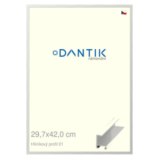 DANTIK rámeček 29,7x42 | ALU profil 6001 Stříbrná lesklá (Plexi Čiré)