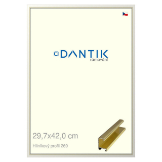 DANTIK rámeček 29,7x42 | ALU profil 7269 Zlatá lesklá (Plexi Čiré)