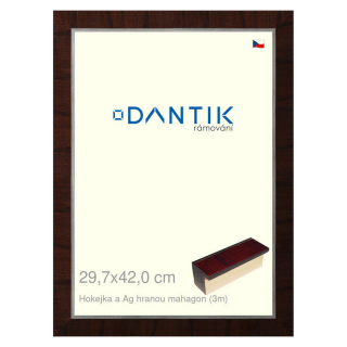 DANTIK rámeček 29,7x42 | Hokejka a Ag hranou mahagon (Plexi Čiré)