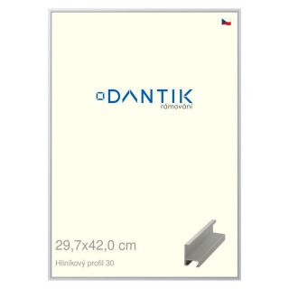 DANTIK rámeček 29,7x42 | ALU profil 6030 Stříbrná matná (Plexi Čiré)