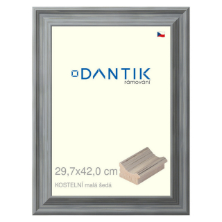 DANTIK rámeček 29,7x42 | KOSTELNÍ malá šedá (Plexi Čiré)