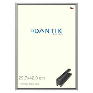 DANTIK rámeček 29,7x42 | ALU profil 7269 Šedá leská (Plexi Čiré)