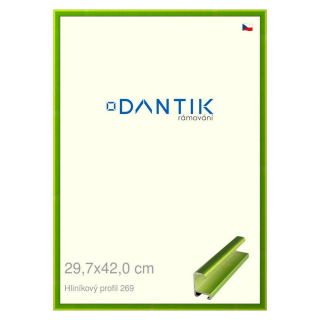 DANTIK rámeček 29,7x42 | ALU profil 7269 Zelená Smaragd broušená (Plexi Čiré)