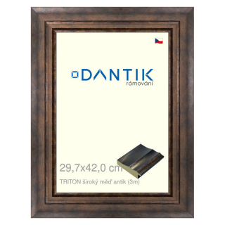 DANTIK rámeček 29,7x42 | TRITON široký měď antik (Plexi Čiré)