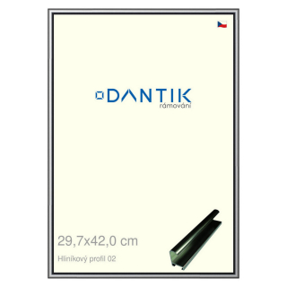 DANTIK rámeček 29,7x42 | ALU profil 7002 Šedá leská (Plexi Čiré)