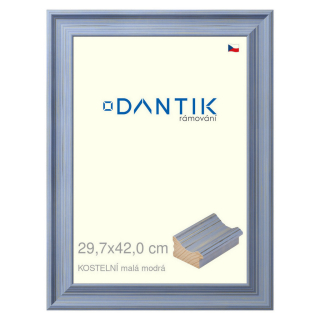 DANTIK rámeček 29,7x42 | KOSTELNÍ malá modrá (Plexi Čiré)