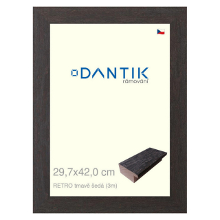 DANTIK rámeček 29,7x42 | RETRO tmavě šedá (Plexi Čiré)