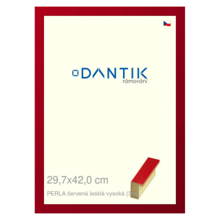DANTIK rámeček 29,7x42 | PERLA červená lesklá vysoká (Plexi Čiré)